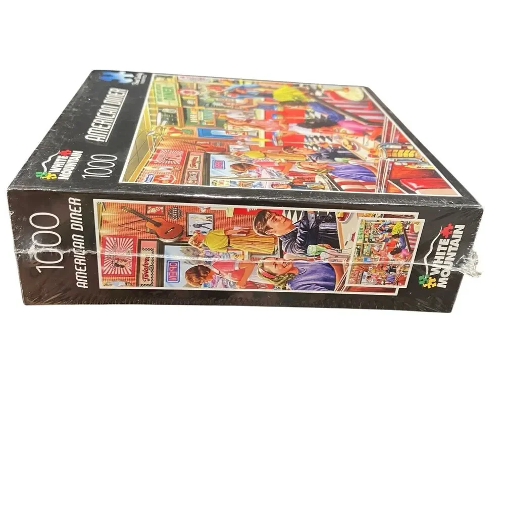 Retro American Diner Jigsaw Puzzle 1000 Pc 50s White Mountain Gift Collectible